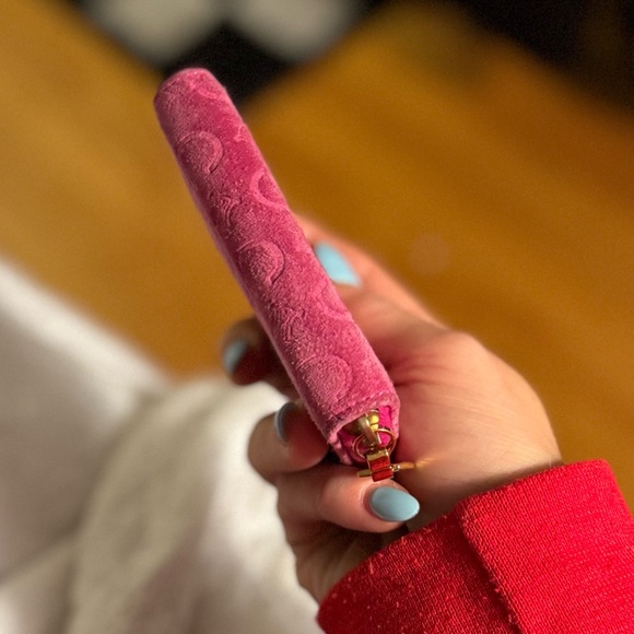 Celine Pink Suede Compact Zip Wallet - Picture 6 of 8